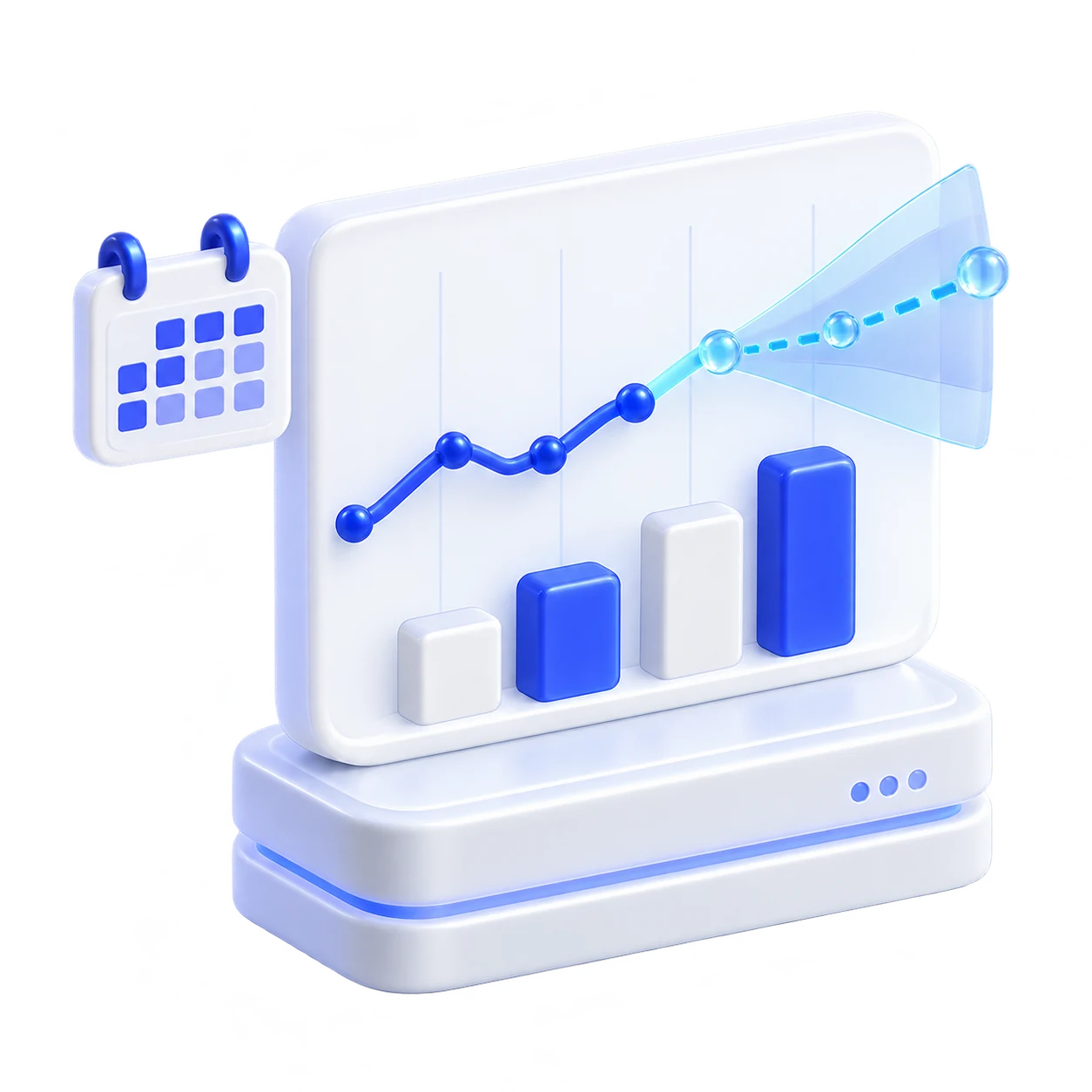 3D illustration of a chart with a forecast range