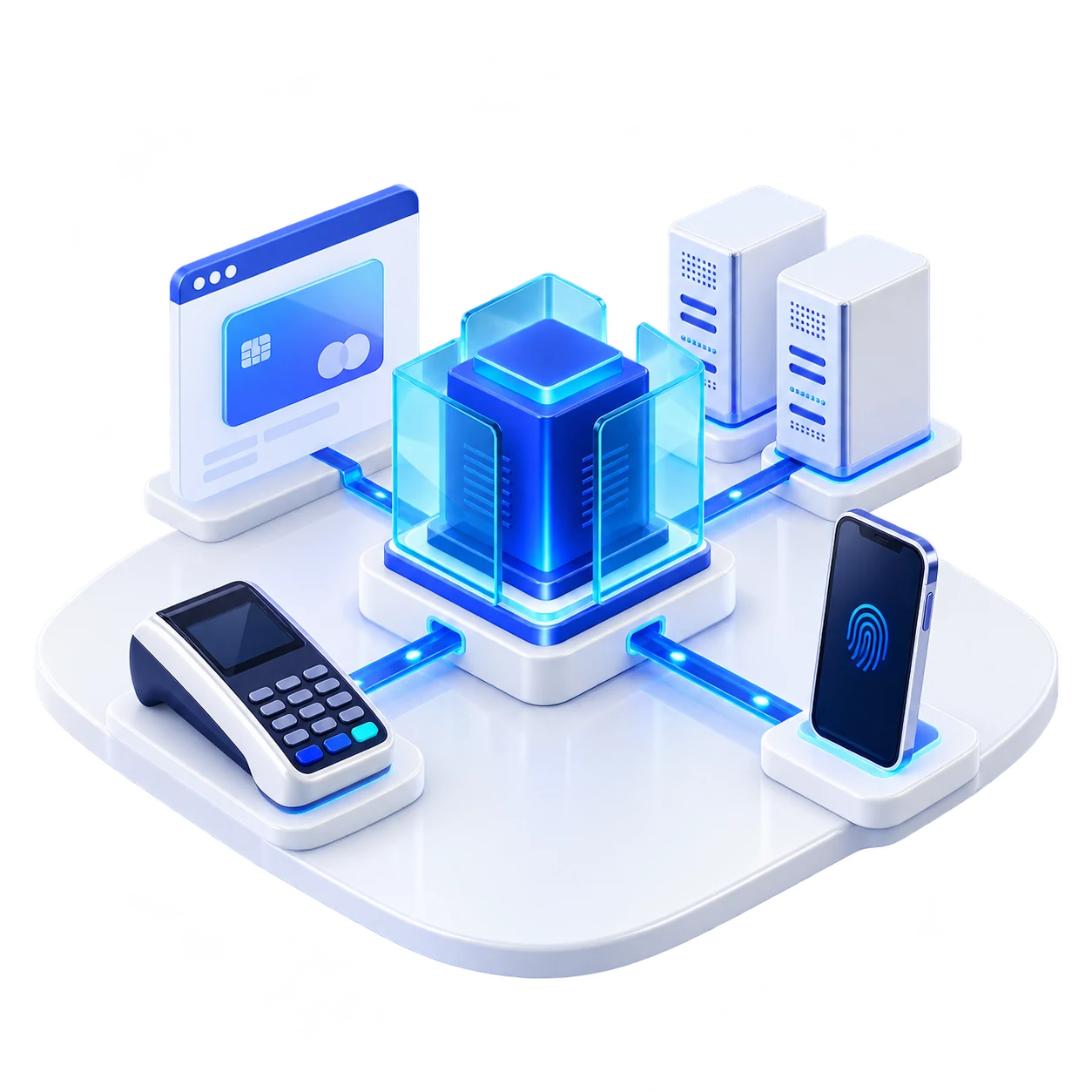 A payment terminal, biometric smartphone and servers in one architecture