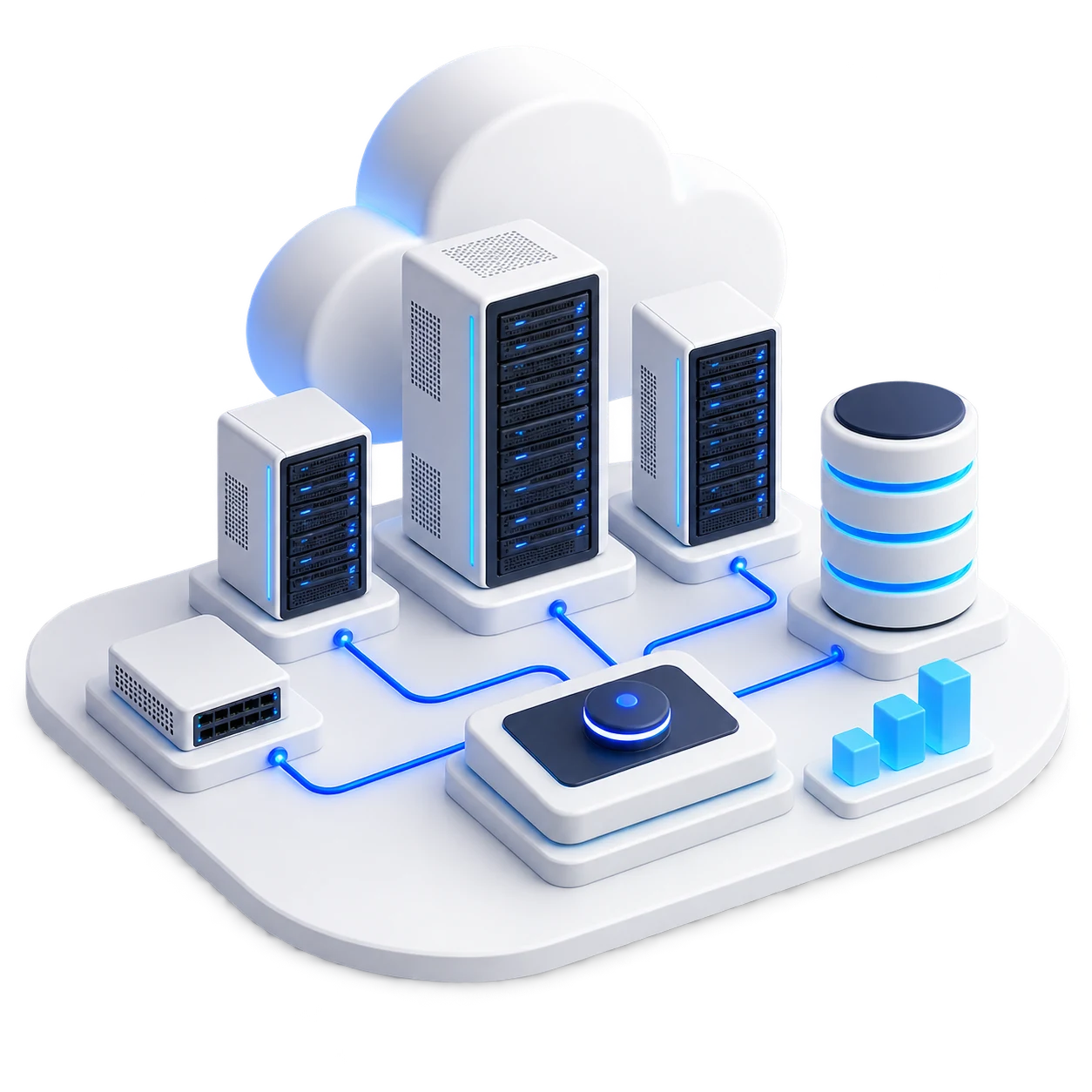 Cloud infrastructure with compute servers, storage and networking