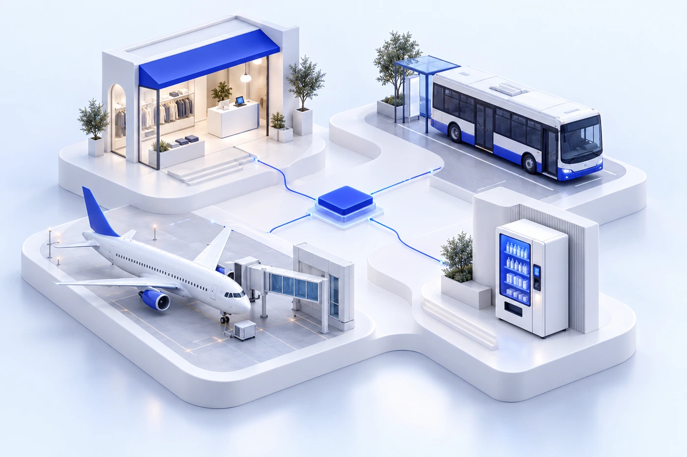 Illustration of JoinPOS in retail, transport, aviation and vending